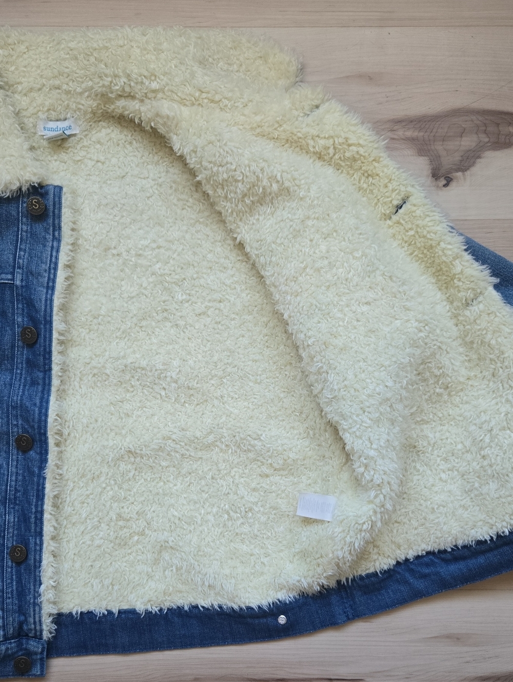 Sundance Sherpa-Lined Denim Trucker Jacket, Size Small - Picture 4 of 6